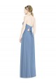 Günstige Staubiges Blau A-Linien Neckholder Chiffon Lange Brautjungfernkleider