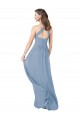 Günstige Staubiges Blau A-Linien Neckholder Chiffon Lange Brautjungfernkleider