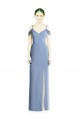 Günstige Staubiges Blau A-Linien Off-Schulter Chiffon Lange Formale Brautjungfernkleider / Abendkleider