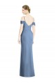 Günstige Staubiges Blau A-Linien Off-Schulter Chiffon Lange Formale Brautjungfernkleider / Abendkleider