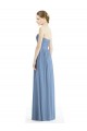 Günstige Staubiges Blau A-Linien Trägerlos Chiffon Lange Brautjungfernkleider