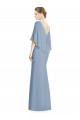Günstige Staubiges Blau Trompete V-Ausschnitt Chiffon Lange Brautjungfernkleider