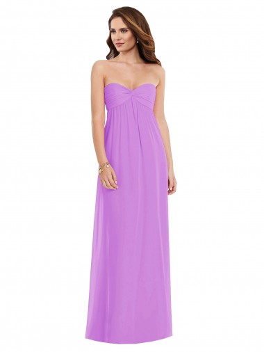 Günstige Violett A-Linien Chiffon Lange Brautjungfernkleider