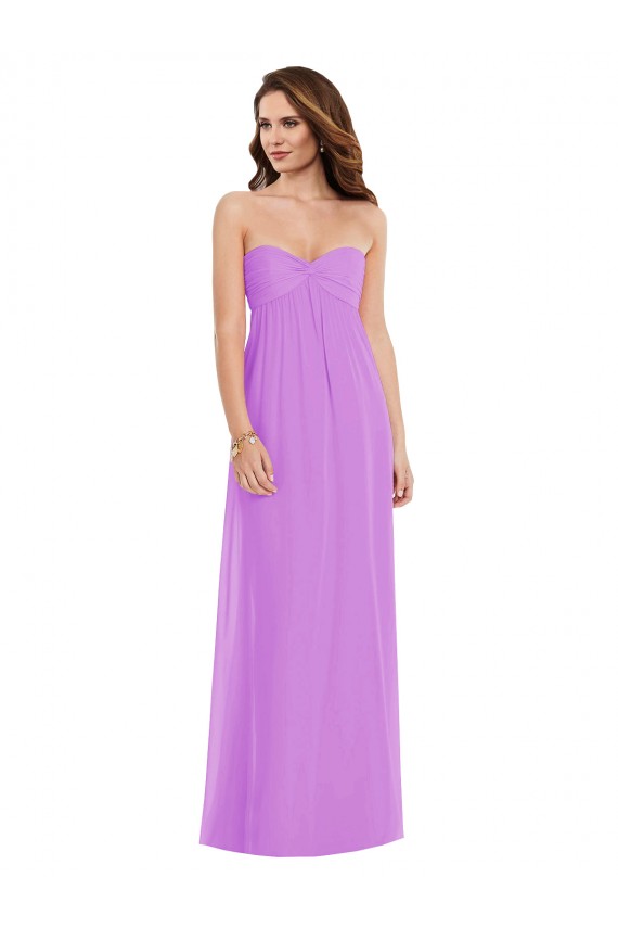Günstige Violett A-Linien Chiffon Lange Brautjungfernkleider