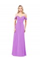 Günstige Violett A-Linien Off-Schulter Chiffon Lange Brautjungfernkleider
