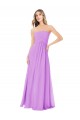 Günstige Violett A-Linien Trägerlos Chiffon Lange Brautjungfernkleider