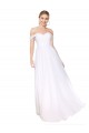 Günstige Weiß A-Linien Off-Schulter Chiffon Lange Formale Brautjungfernkleider / Abendkleider / Abiballkleider