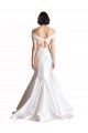 Günstige Weiß Meerjungfrau Off-Schulter Kapelle-schleppe Satin Strand Brautkleider