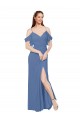 Günstige Windsor Blau A-Linien Off-Schulter Chiffon Lange Brautjungfernkleider
