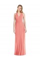 Günstige Wüstenrose Trompete Neckholder V-Ausschnitt Chiffon Lange Formale Brautjungfernkleider / Abendkleider